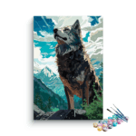 Wolf in the Mountains Paint by Number Kit