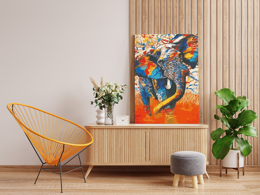 Abstract Elephant Paint by Numbers Kit - Image 2