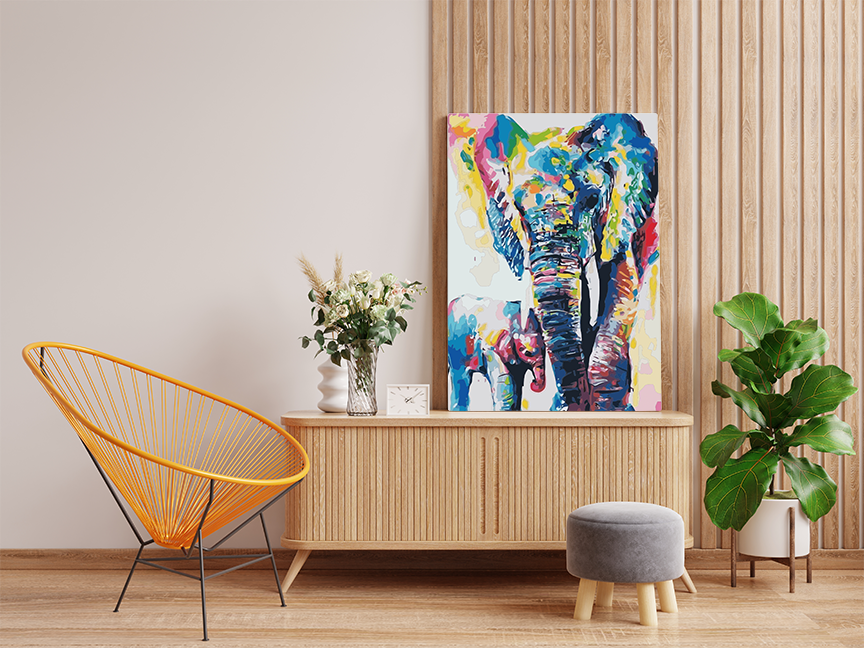 Playful Elephants Paint by Numbers Kit - Image 2