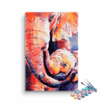 Vibrant Elephant Family Paint by Numbers Kit