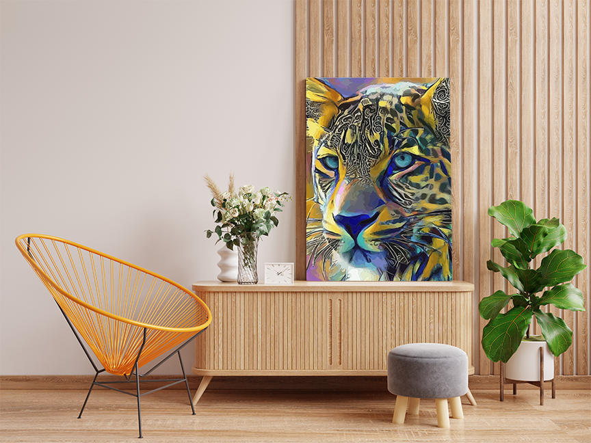 Abstract Leopard Portrait Paint by Numbers Kit - Image 2
