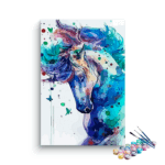 Vibrant Blue Horse Paint by Numbers Kit