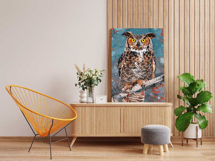 Majestic Owl in Winter Paint by Numbers Kit - Image 2
