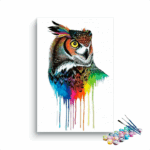 Vibrant Owl Splash Paint by Numbers Kit