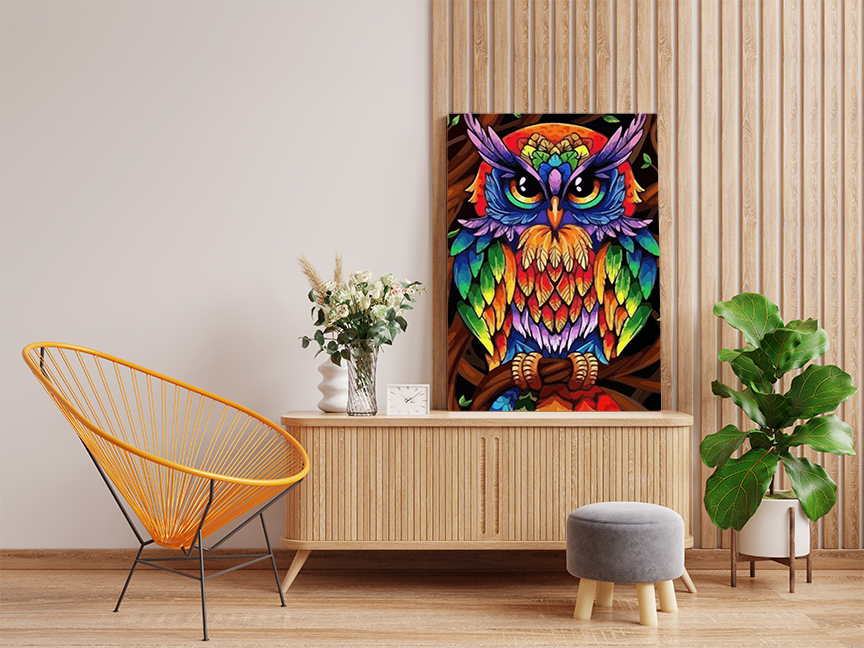 Vibrant Owl Paint by Numbers Kit - Image 2