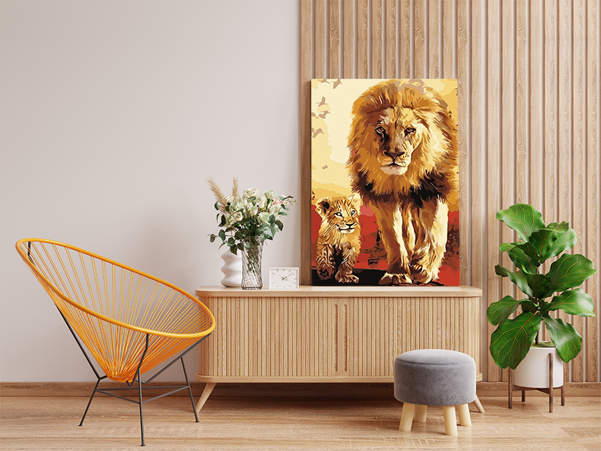 Lion and Cub Paint by Numbers Kit - Image 2