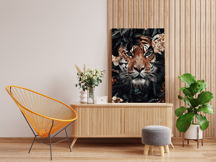 Tiger in the Foliage Paint by Numbers Kit - Image 2