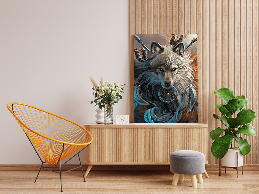 Spirit Warrior Wolf Paint by Numbers Kit - Image 2