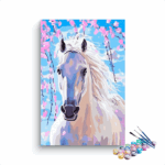 Blossoming White Horse Paint by Numbers Kit