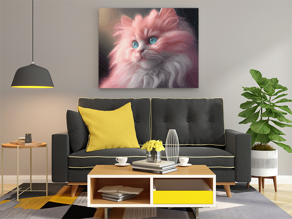 Fluffy Pink Kitten Paint by Numbers Kit - Image 2