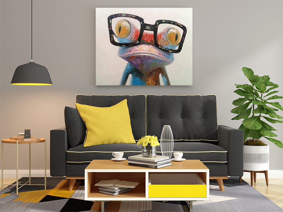 Quirky Frog with Glasses Paint by Numbers Kit - Image 2