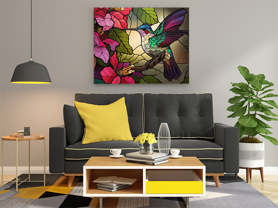 Stained Glass Hummingbird Paint by Numbers Kit - Image 2