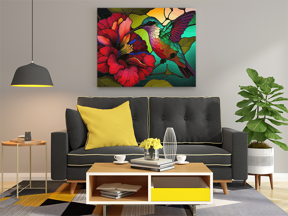 Stained Glass Hummingbird III Paint by Numbers Kit - Image 2