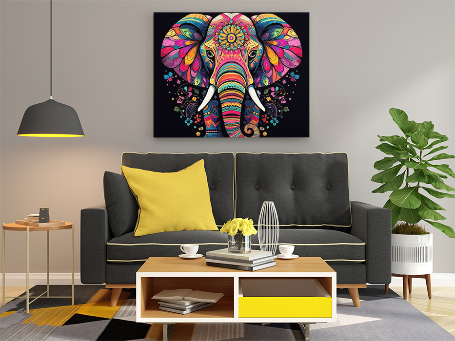Vibrant Elephant Mandala Paint by Numbers Kit - Image 2