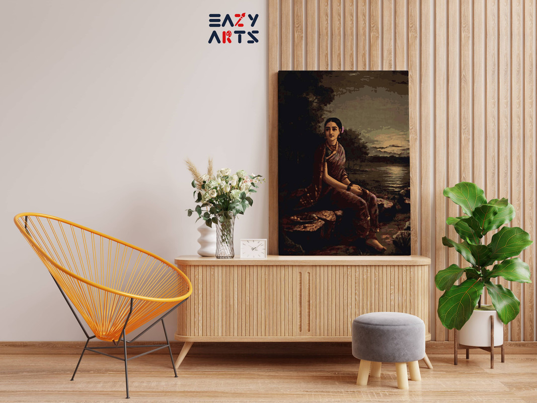 Radha In Moonlight By Raja Ravi Varma Paint By Numbers kit - Image 2