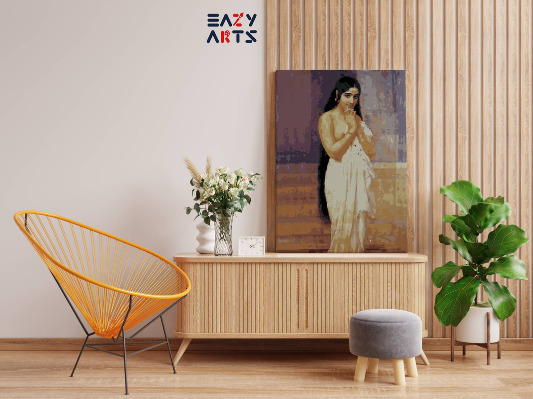 Fresh From Bath By Raja Ravi Varma Paint By Numbers kit - Image 2