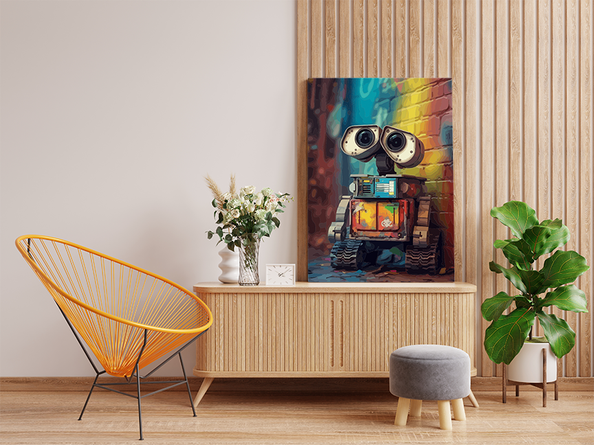 WALL-Eβs Urban Adventure: Iconic Robot Paint by Numbers Kit - Image 2
