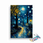 Enchanted Moonlit Path: Serene Forest Paint by Numbers Kit