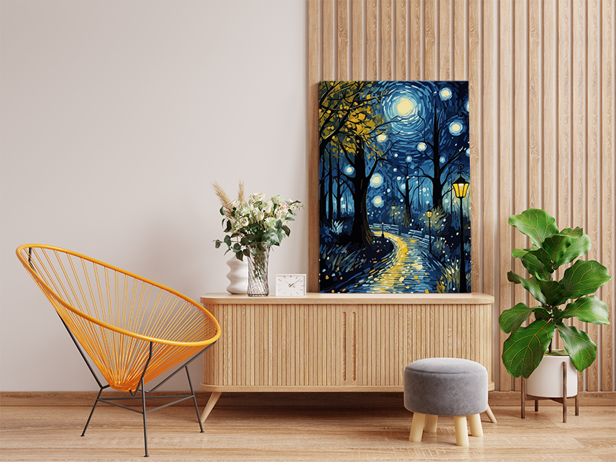 Enchanted Moonlit Path: Serene Forest Paint by Numbers Kit - Image 2