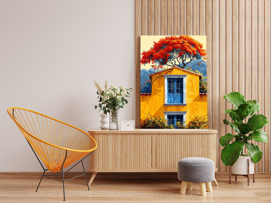 Mediterranean Sunshine: Vibrant Villa Paint by Numbers Kit - Image 2