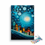 Celestial Cityscape: Dreamy Night Sky Paint by Numbers Kit