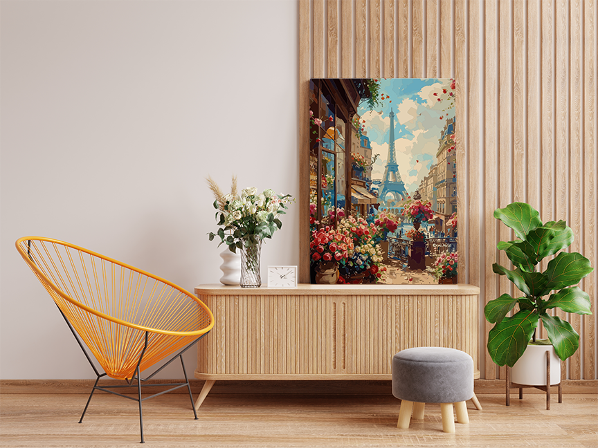 Parisian Bloom: Romantic Eiffel Tower Paint by Numbers Kit - Image 2