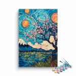 Starry Sakura: Van Gogh-Inspired Cherry Blossom Paint by Numbers Kit
