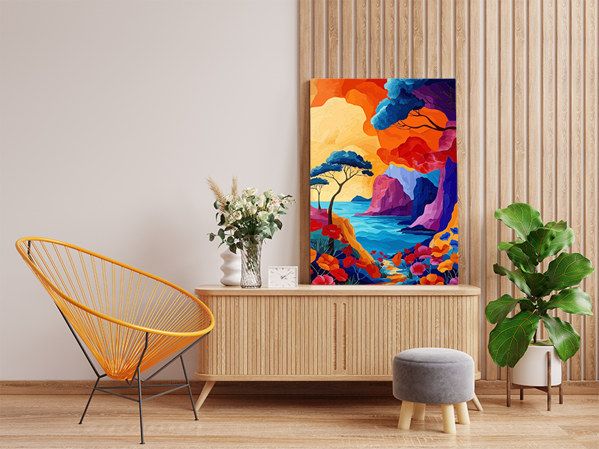 Vibrant Coastal Escape: Colorful Seascape Paint by Numbers Kit - Image 2