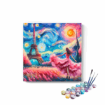 Parisian Starry Waltz: Eiffel Tower Fantasy Paint by Numbers Kit