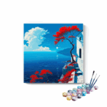 Cliffside Serenity: Mediterranean Seascape Paint by Numbers Kit