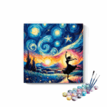 Starry Night Dance: Van Gogh-Inspired Silhouette Paint by Numbers Kit