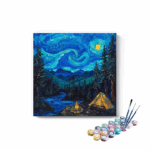 Starlit Campfire: Van Gogh-Inspired Nightscape Paint by Numbers Kit