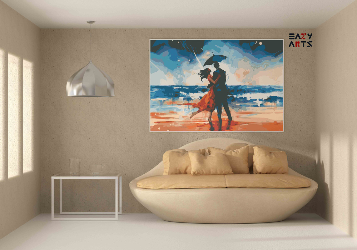 Romantic Rainy Beach Paint by Numbers Kit - Image 2