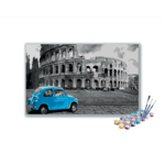 Blue Vintage Car In Colosseum Paint By Numbers kit