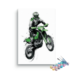 Green Bike With Rider Paint By Numbers kit