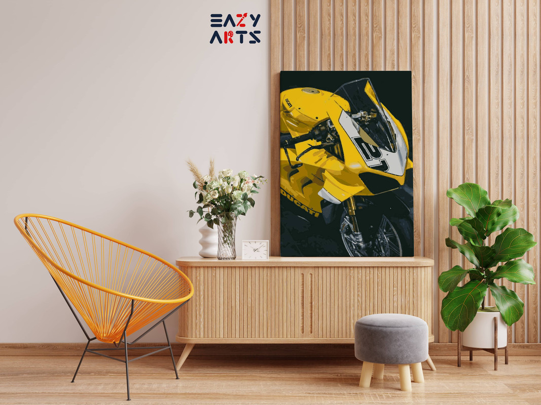 Yellow Ducati Bike Paint By Numbers kit - Image 2