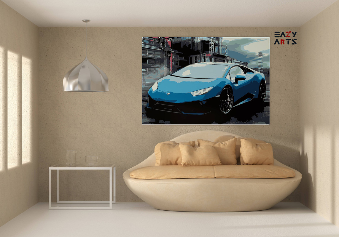 Blue Lamborghini Paint By Numbers kit - Image 2