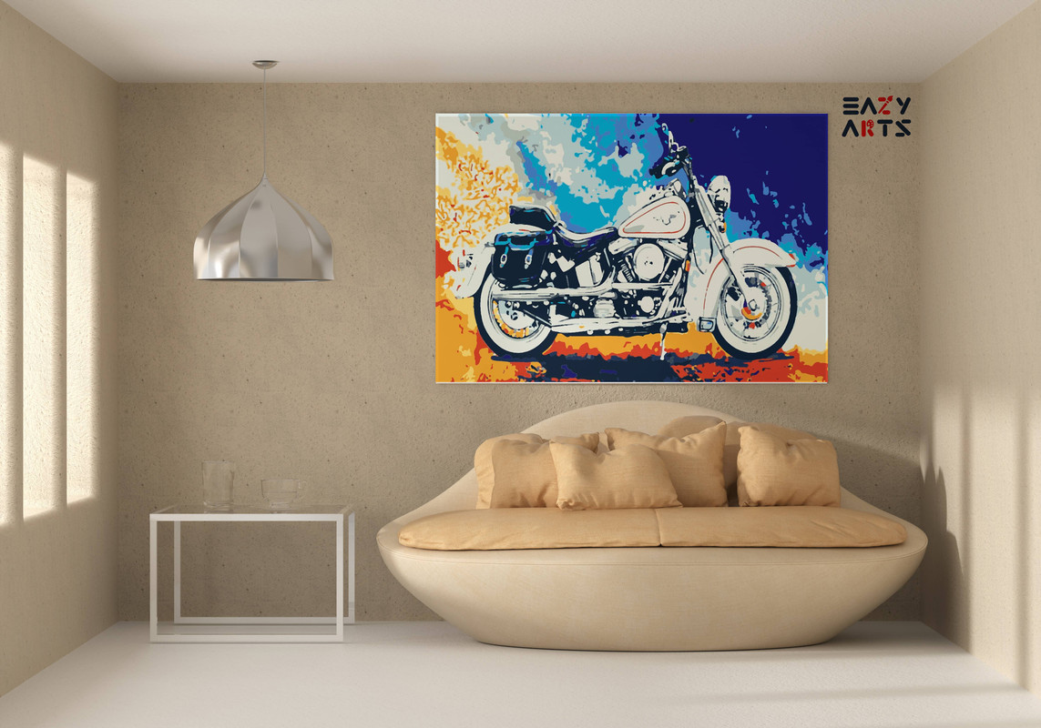 White Royal Enfield Paint By Numbers kit - Image 2