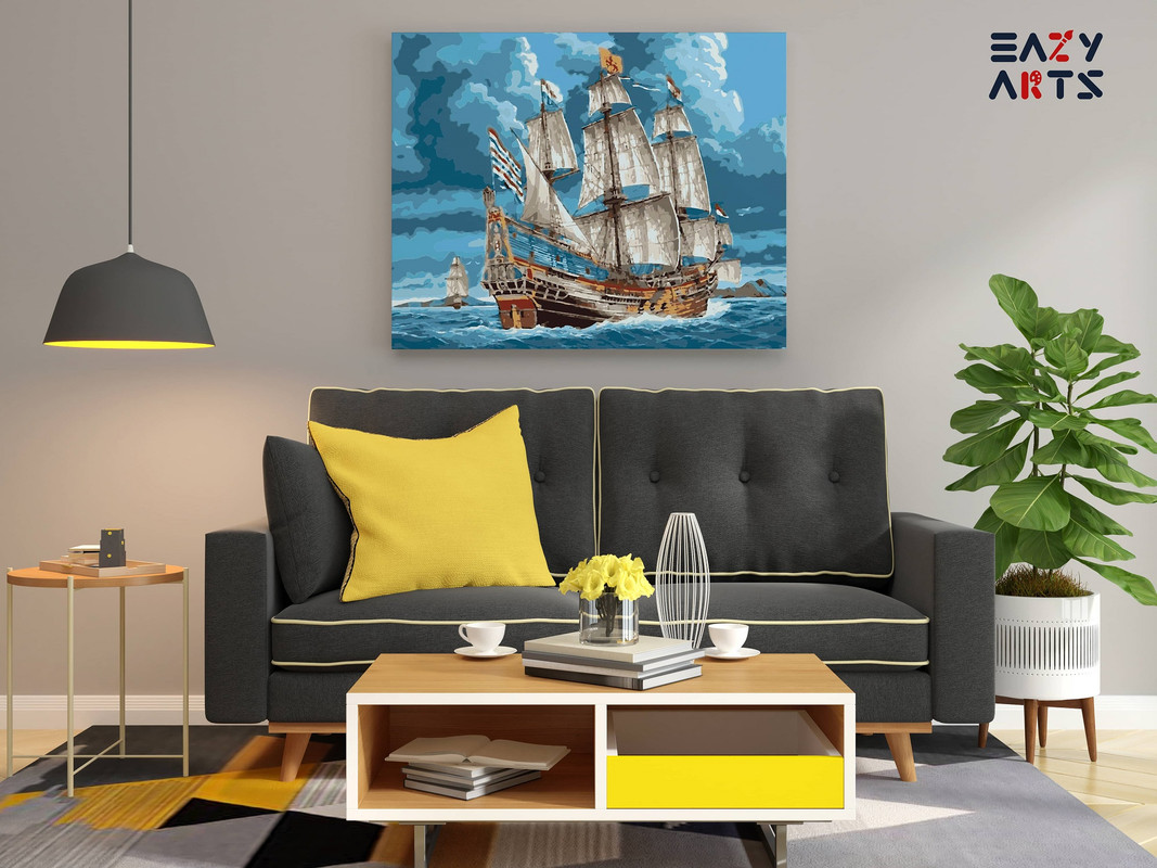 Pirate Ship In Ocean Paint By Numbers kit - Image 2