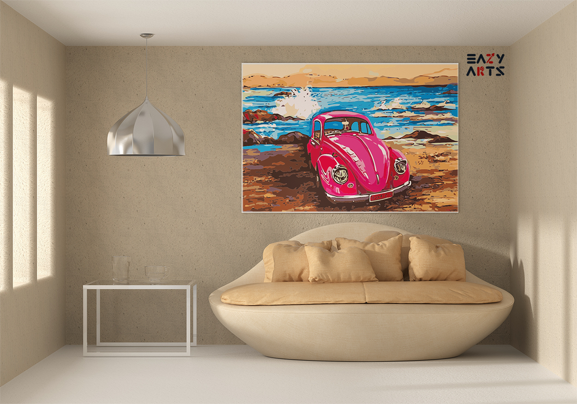 Beachside Pink Beetle Paint by Numbers Kit - Image 2