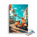 Sunny Coastal Vespa Ride Paint by Numbers Kit