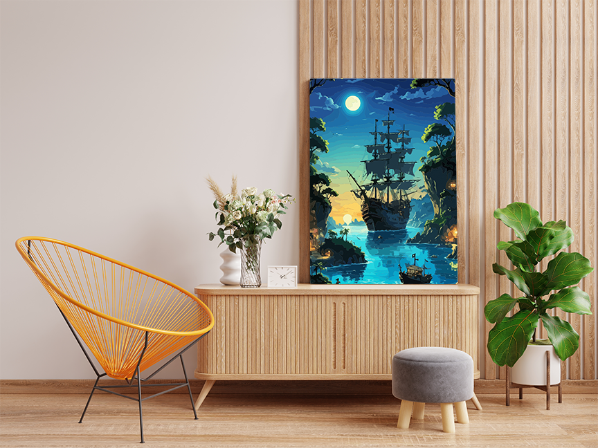 Moonlit Pirate Cove Paint by Numbers Kit - Image 2