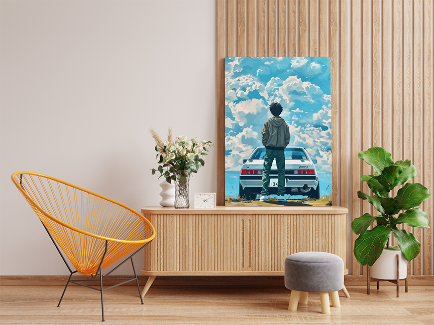 Dreamerβs Drive: Retro Car and Sky Paint by Numbers Kit - Image 2