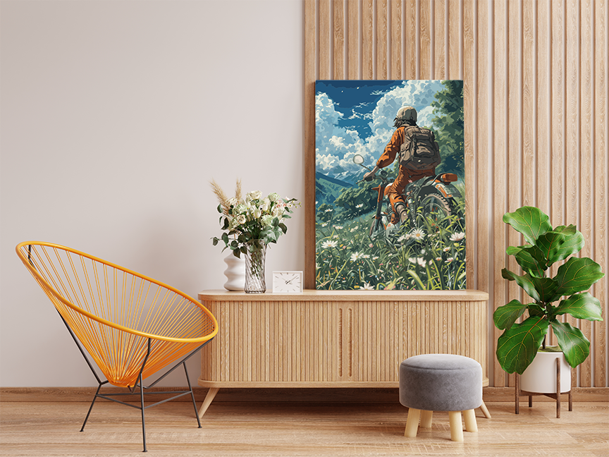 Mountain Meadow Motorcycle Adventure Paint by Numbers Kit - Image 2