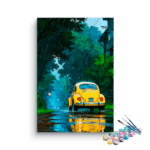 Rainy Day Drive: Yellow Beetle Paint by Numbers Kit