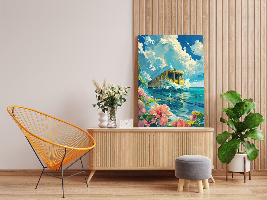 Tropical Train Journey Paint by Numbers Kit - Image 2