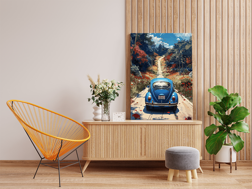 Blue Beetle Autumn Drive Paint by Numbers Kit - Image 2