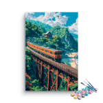 Mountain Bridge Train Ride Paint by Numbers Kit