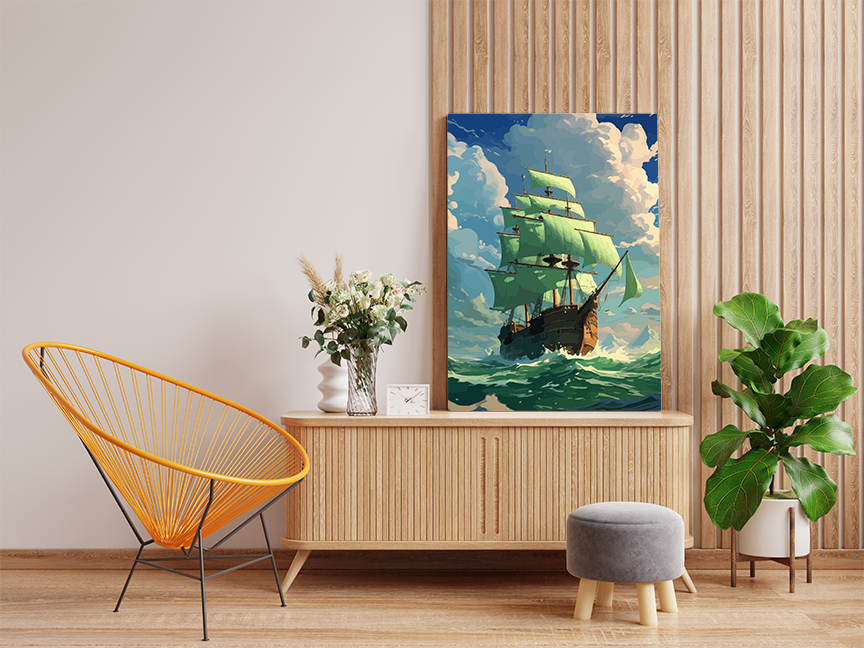 Majestic Sailboat at Sea Paint by Numbers Kit - Image 2