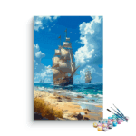 Coastal Voyage: Tall Ships on the Horizon Paint by Numbers Kit